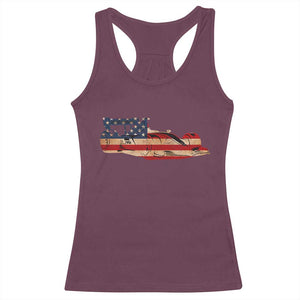 Racing Car Racerback Tank Top Retro Style Vintage American Flag TS10 Maroon Print Your Wear
