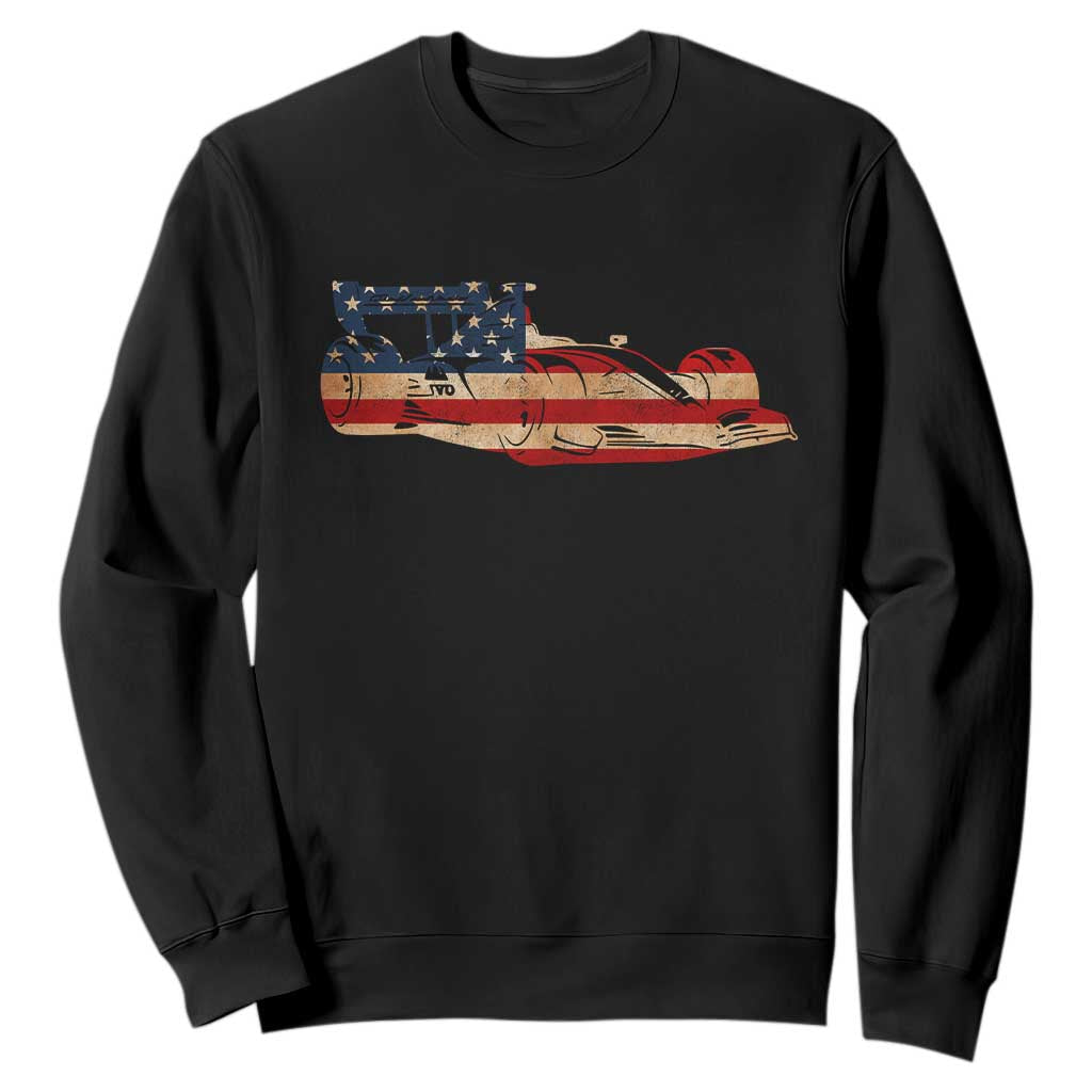 Racing Car Sweatshirt Retro Style Vintage American Flag TS10 Black Print Your Wear