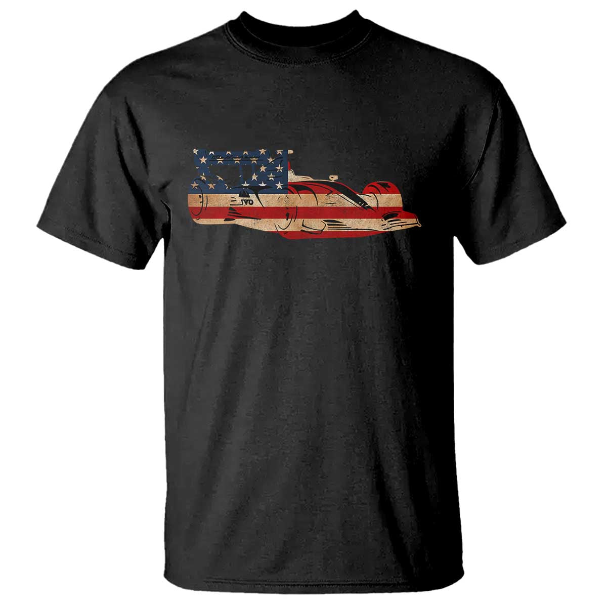 Racing Car T Shirt Retro Style Vintage American Flag TS10 Black Print Your Wear