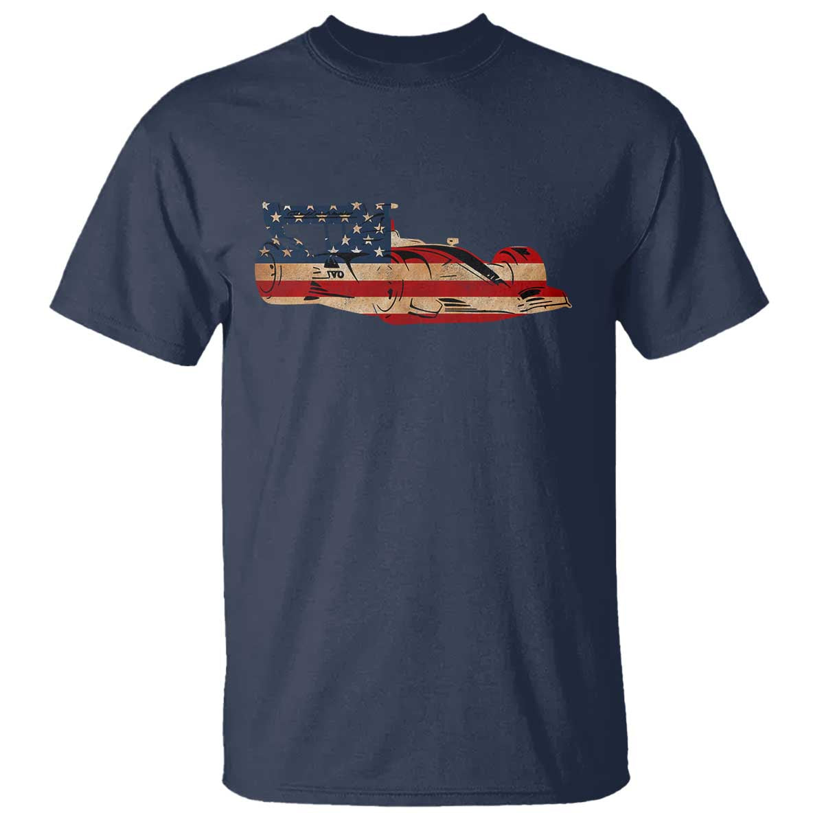 Racing Car T Shirt Retro Style Vintage American Flag TS10 Navy Print Your Wear