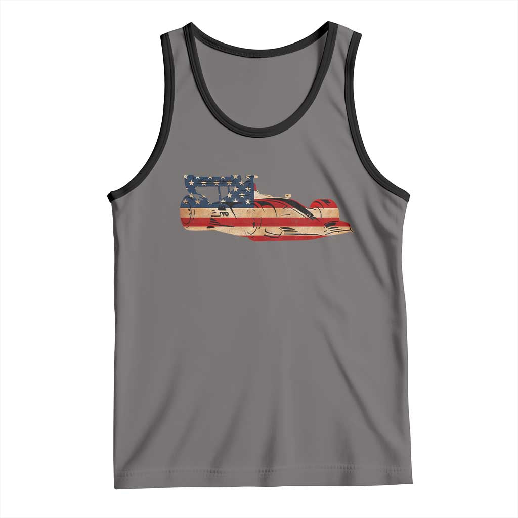 Racing Car Tank Top Retro Style Vintage American Flag TS10 Deep Heather Black Print Your Wear