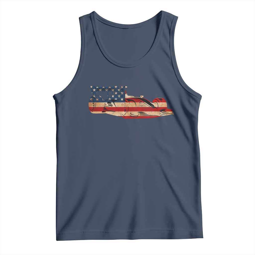 Racing Car Tank Top Retro Style Vintage American Flag TS10 Navy Print Your Wear