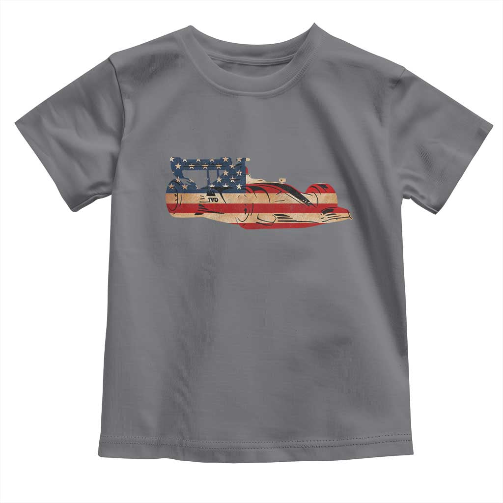 Racing Car Toddler T Shirt Retro Style Vintage American Flag TS10 Charcoal Print Your Wear