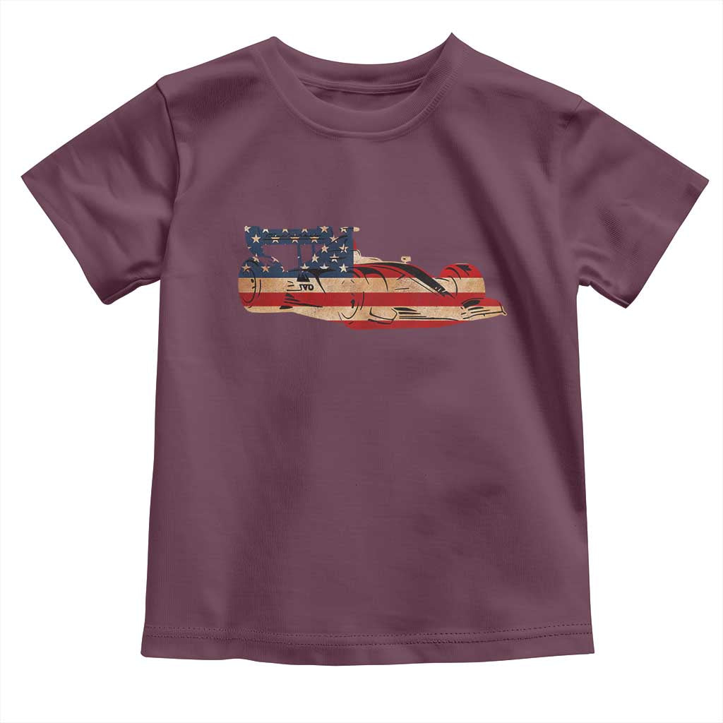 Racing Car Toddler T Shirt Retro Style Vintage American Flag TS10 Maroon Print Your Wear