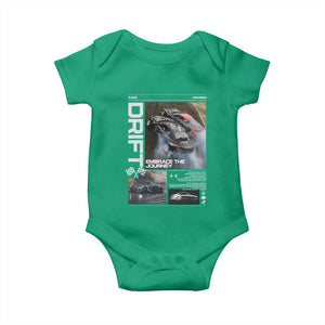 Vintage Japanese Drift Race Car Baby Onesie Cool Retro Vintage JDM Tokyo Japan Drifting TS10 Irish Green Print Your Wear