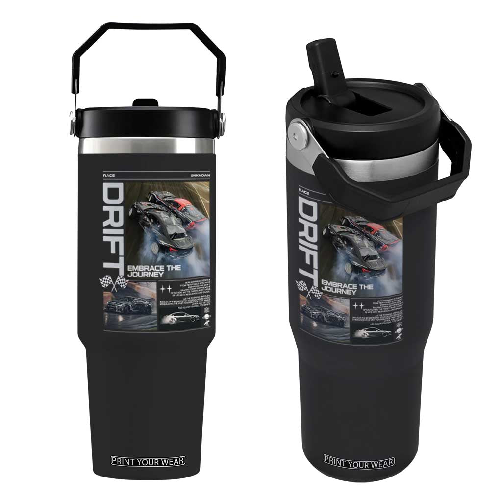 Vintage Japanese Drift Race Car Flip Straw Tumbler Cool Retro Vintage JDM Tokyo Japan Drifting TS10 One Size: 30 oz Black Print Your Wear