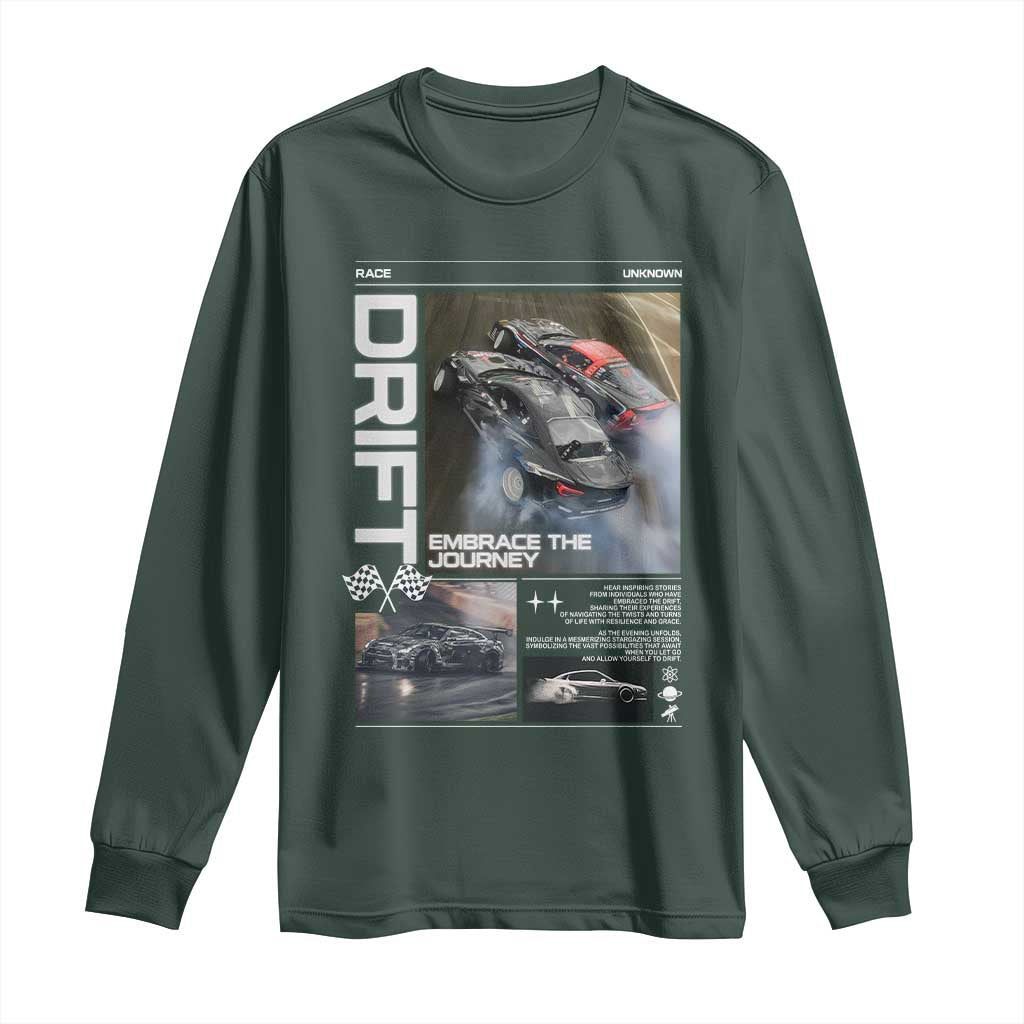 Vintage Japanese Drift Race Car Long Sleeve Shirt Cool Retro Vintage JDM Tokyo Japan Drifting TS10 Dark Forest Green Print Your Wear