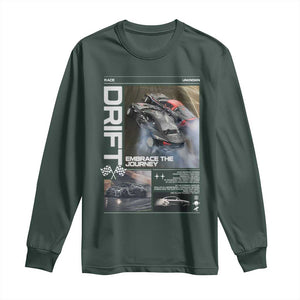 Vintage Japanese Drift Race Car Long Sleeve Shirt Cool Retro Vintage JDM Tokyo Japan Drifting TS10 Dark Forest Green Print Your Wear