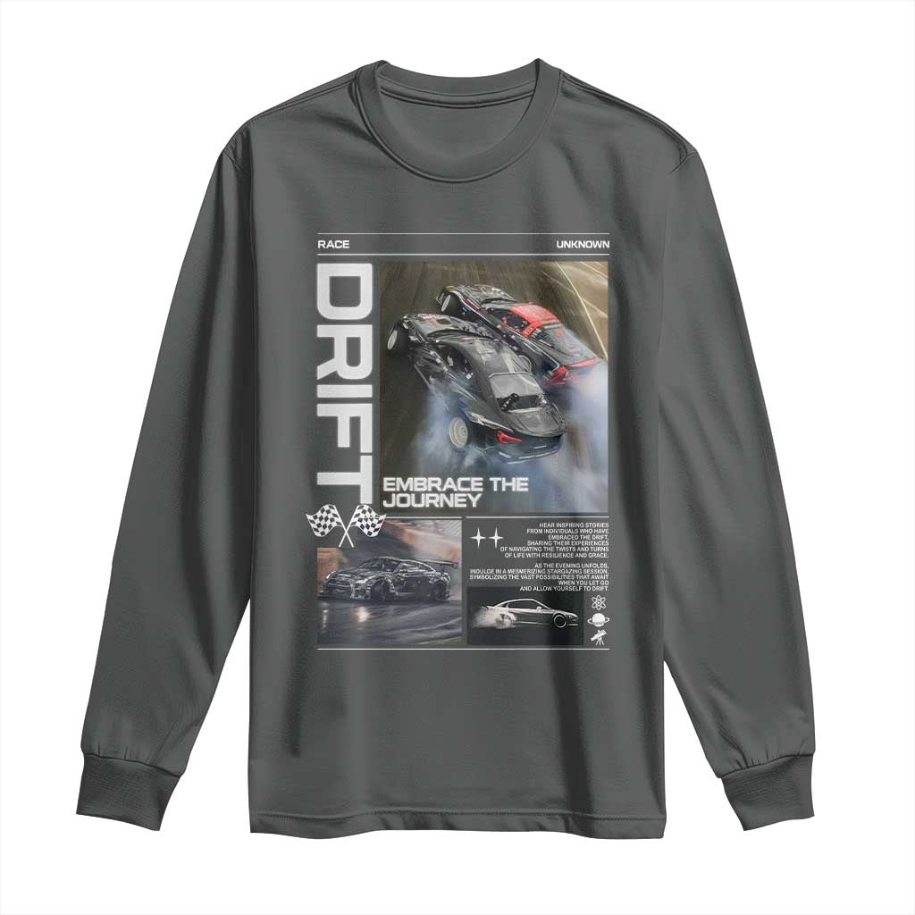 Vintage Japanese Drift Race Car Long Sleeve Shirt Cool Retro Vintage JDM Tokyo Japan Drifting TS10 Dark Heather Print Your Wear
