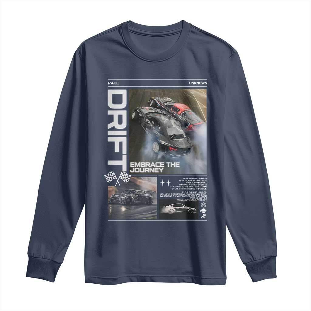 Vintage Japanese Drift Race Car Long Sleeve Shirt Cool Retro Vintage JDM Tokyo Japan Drifting TS10 Navy Print Your Wear