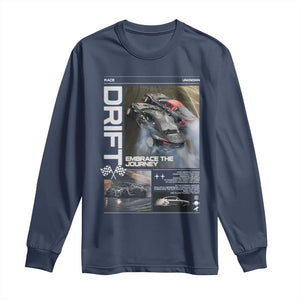 Vintage Japanese Drift Race Car Long Sleeve Shirt Cool Retro Vintage JDM Tokyo Japan Drifting TS10 Navy Print Your Wear