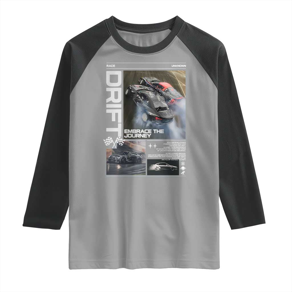 Vintage Japanese Drift Race Car Raglan Shirt Cool Retro Vintage JDM Tokyo Japan Drifting TS10 Sport Gray Black Print Your Wear