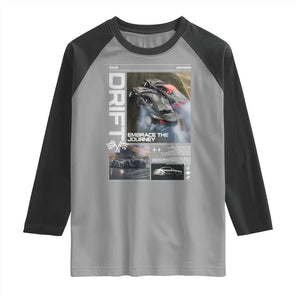 Vintage Japanese Drift Race Car Raglan Shirt Cool Retro Vintage JDM Tokyo Japan Drifting TS10 Sport Gray Black Print Your Wear