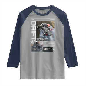 Vintage Japanese Drift Race Car Raglan Shirt Cool Retro Vintage JDM Tokyo Japan Drifting TS10 Sport Gray Navy Print Your Wear