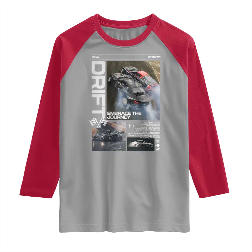 Vintage Japanese Drift Race Car Raglan Shirt Cool Retro Vintage JDM Tokyo Japan Drifting TS10 Sport Gray Red Print Your Wear