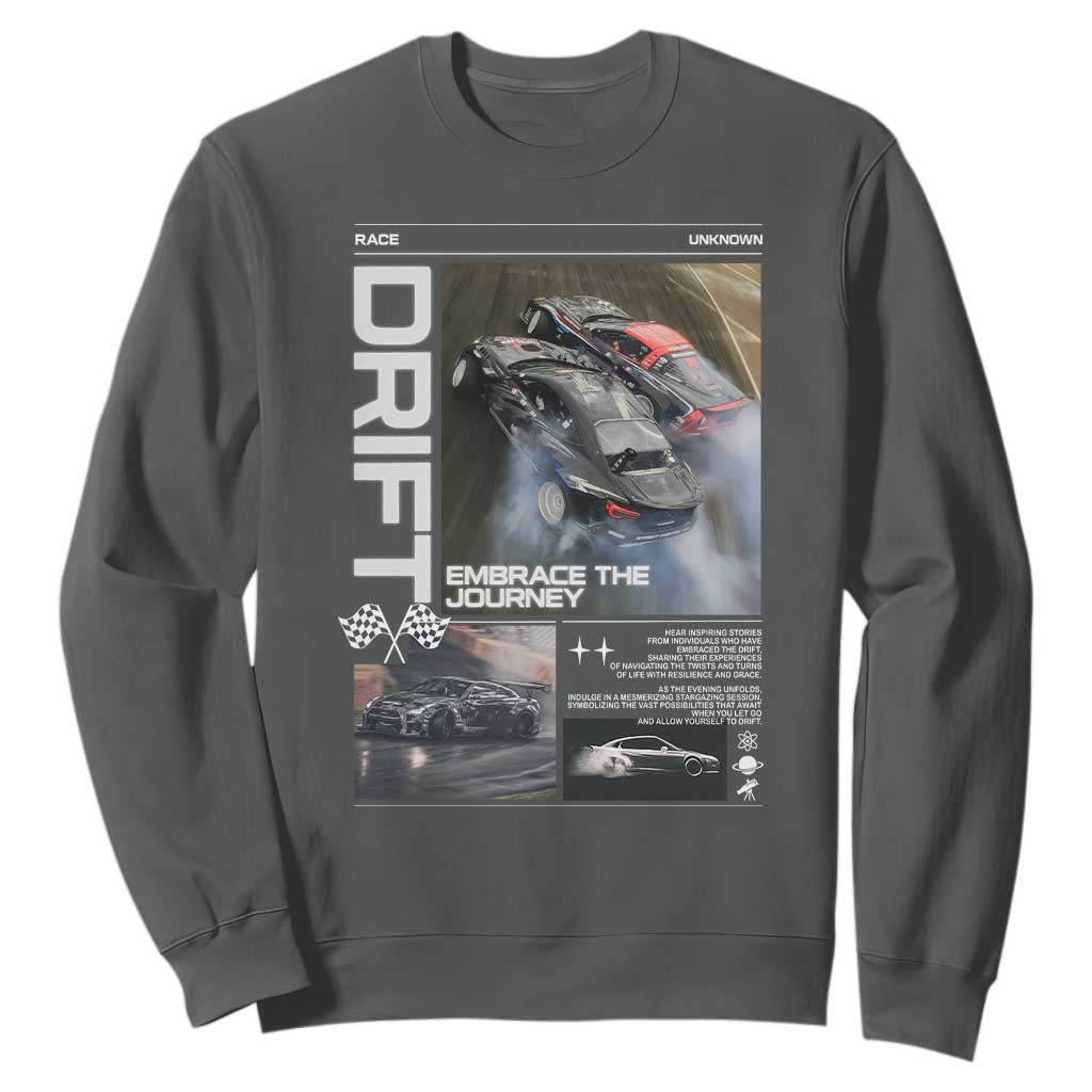 Vintage Japanese Drift Race Car Sweatshirt Cool Retro Vintage JDM Tokyo Japan Drifting TS10 Dark Heather Print Your Wear