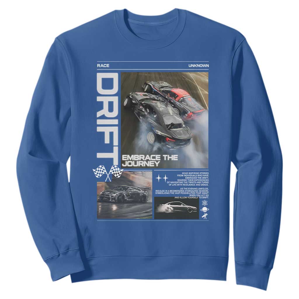 Vintage Japanese Drift Race Car Sweatshirt Cool Retro Vintage JDM Tokyo Japan Drifting TS10 Royal Blue Print Your Wear