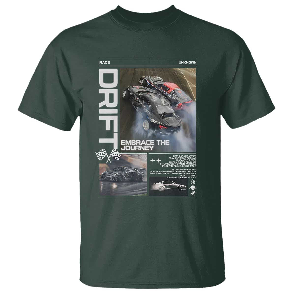 Vintage Japanese Drift Race Car T Shirt Cool Retro Vintage JDM Tokyo Japan Drifting TS10 Dark Forest Green Print Your Wear