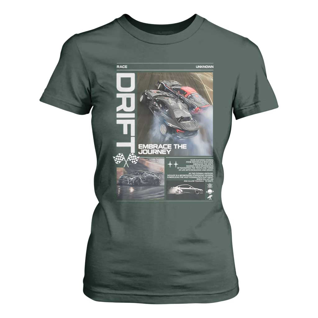 Vintage Japanese Drift Race Car T Shirt For Women Cool Retro Vintage JDM Tokyo Japan Drifting TS10 Dark Forest Green Print Your Wear
