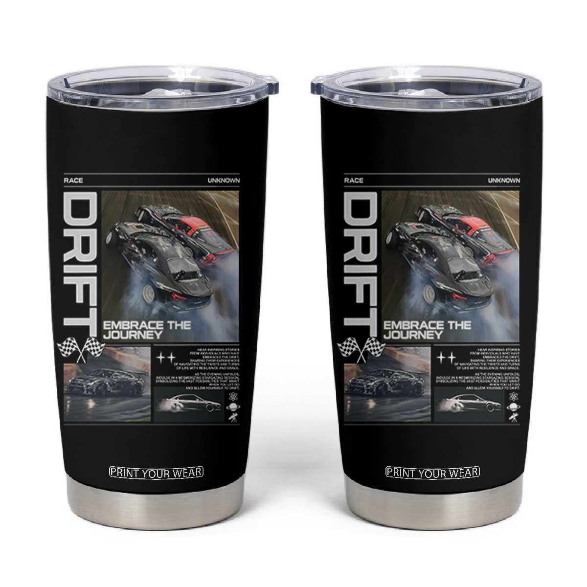 Vintage Japanese Drift Race Car Tumbler Cup Cool Retro Vintage JDM Tokyo Japan Drifting TS10 Black Print Your Wear