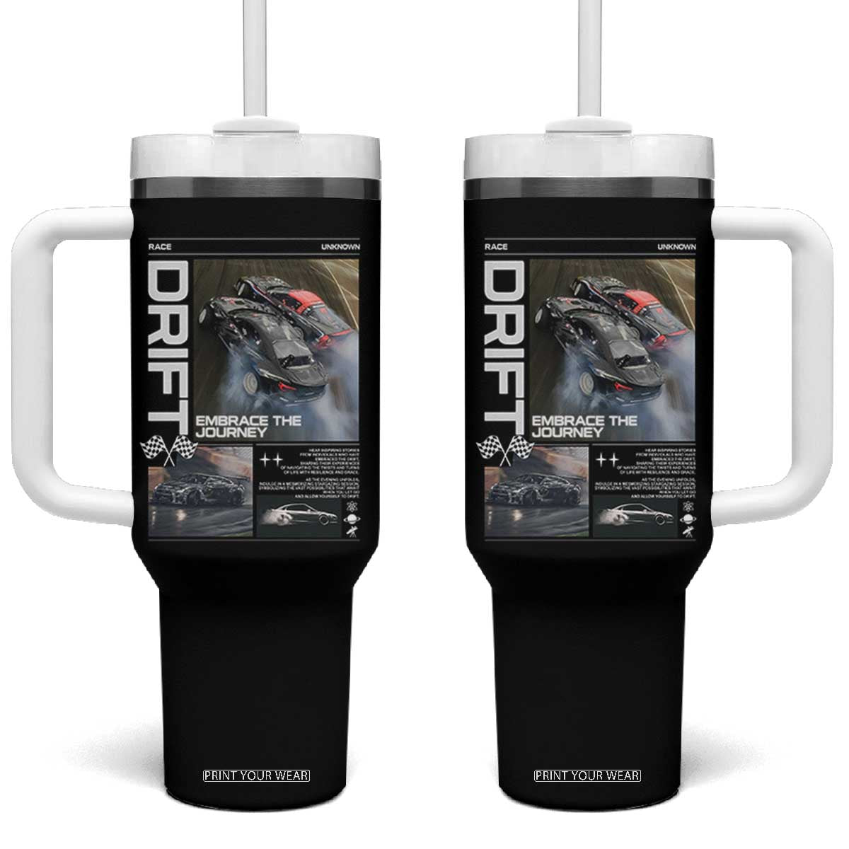 Vintage Japanese Drift Race Car Tumbler With Handle Cool Retro Vintage JDM Tokyo Japan Drifting TS10 One Size: 40 oz Black Print Your Wear