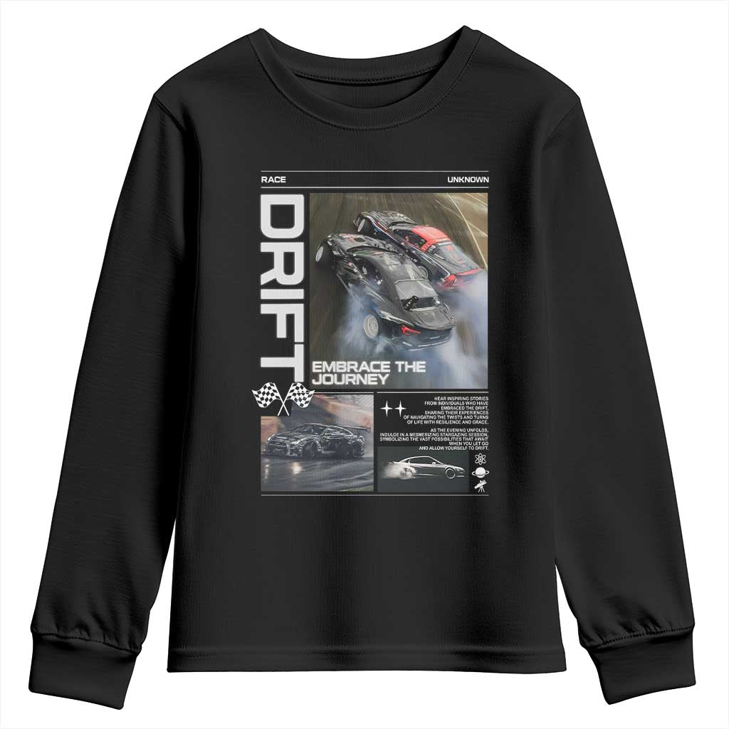 Vintage Japanese Drift Race Car Youth Sweatshirt Cool Retro Vintage JDM Tokyo Japan Drifting TS10 Black Print Your Wear