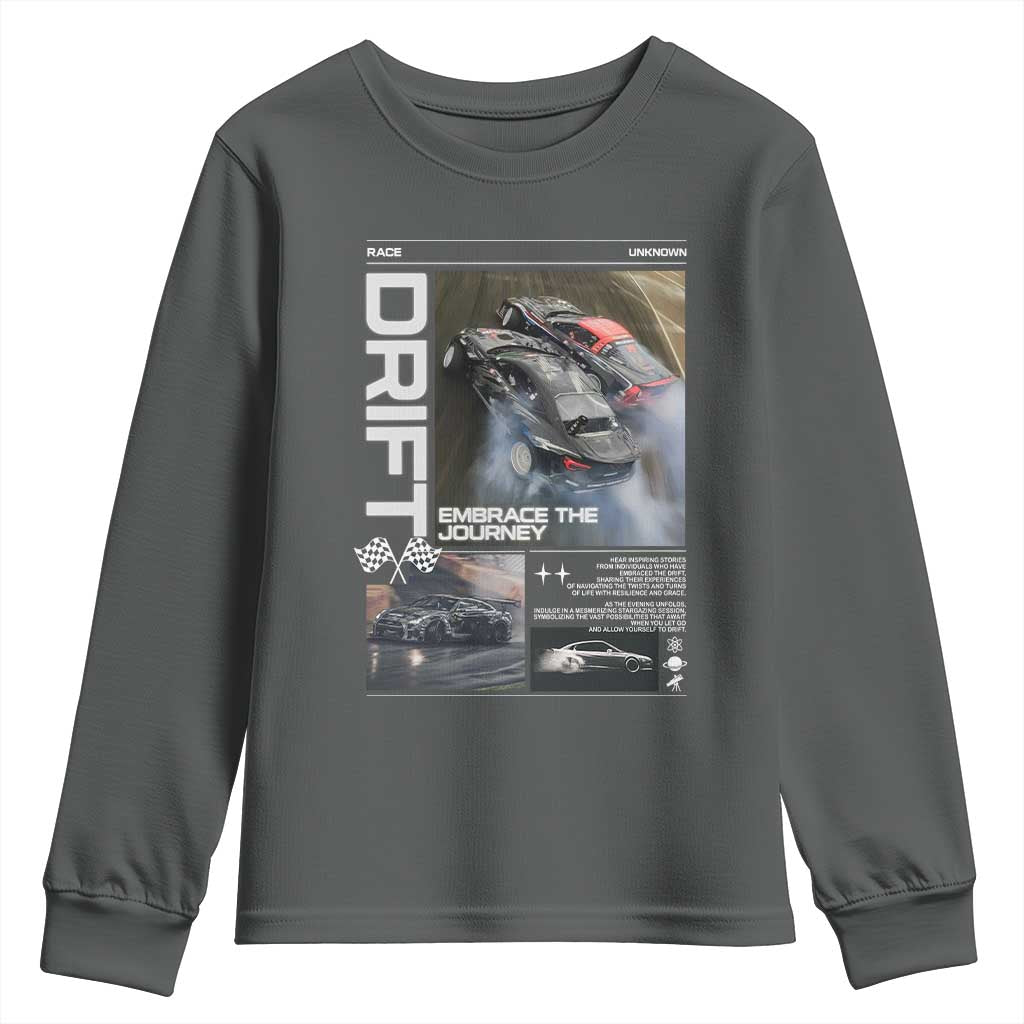 Vintage Japanese Drift Race Car Youth Sweatshirt Cool Retro Vintage JDM Tokyo Japan Drifting TS10 Dark Heather Print Your Wear