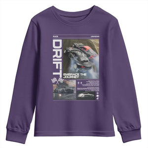 Vintage Japanese Drift Race Car Youth Sweatshirt Cool Retro Vintage JDM Tokyo Japan Drifting TS10 Purple Print Your Wear