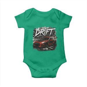 Vintage Japanese Drift Race Car Baby Onesie Retro Vintage JDM Tokyo Japan Drifting TS10 Irish Green Print Your Wear