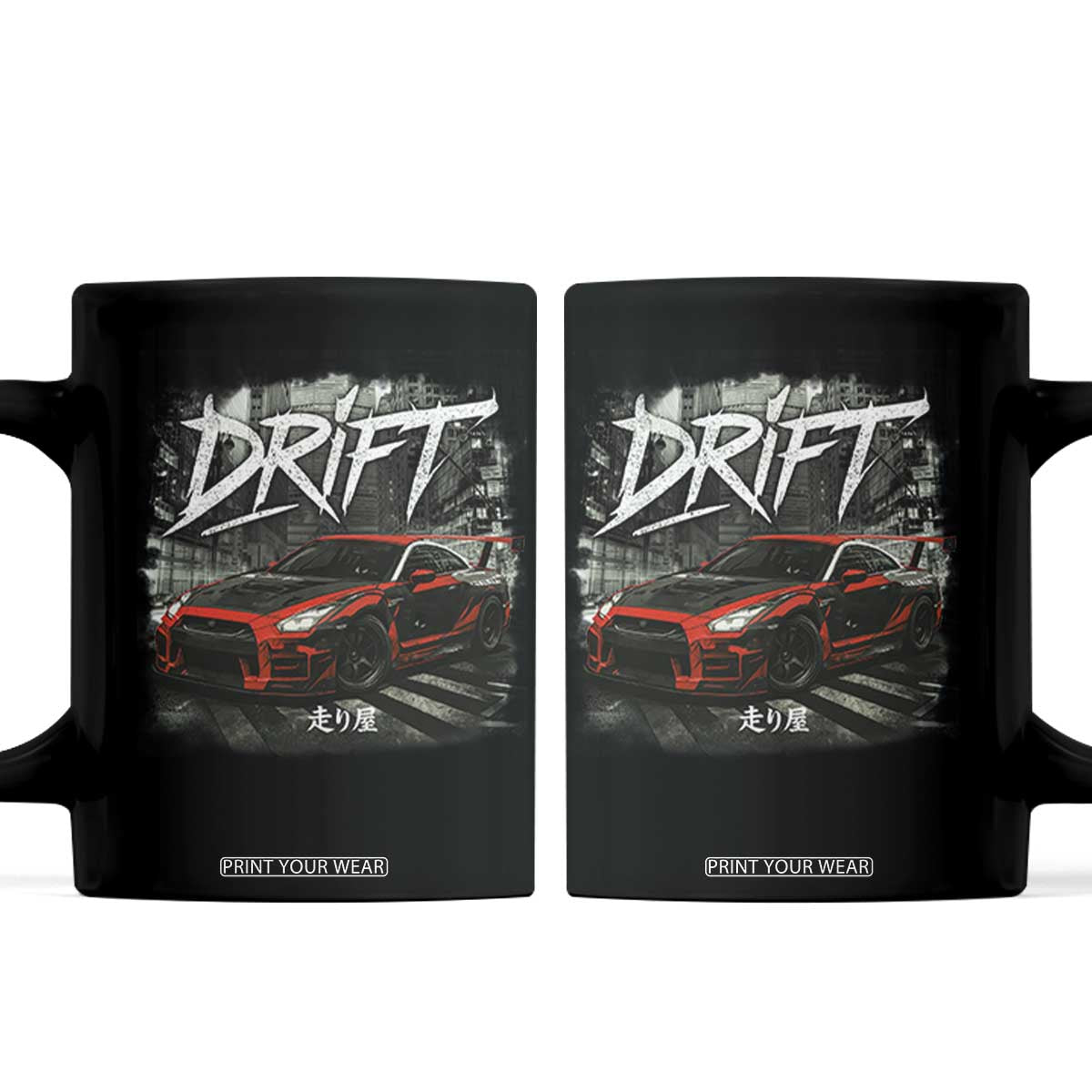 Vintage Japanese Drift Race Car Coffee Mug Retro Vintage JDM Tokyo Japan Drifting TS10 Black Print Your Wear