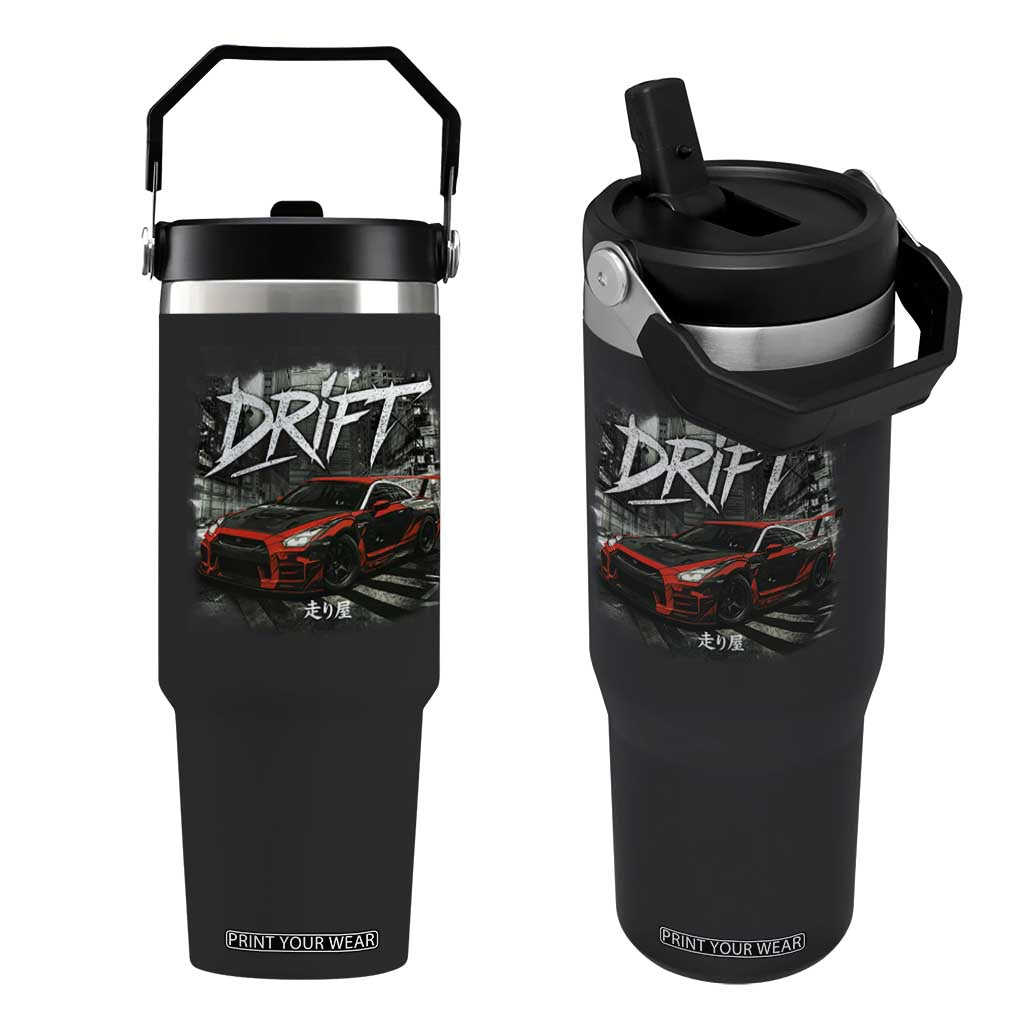 Vintage Japanese Drift Race Car Flip Straw Tumbler Retro Vintage JDM Tokyo Japan Drifting TS10 One Size: 30 oz Black Print Your Wear