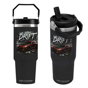 Vintage Japanese Drift Race Car Flip Straw Tumbler Retro Vintage JDM Tokyo Japan Drifting TS10 One Size: 30 oz Black Print Your Wear