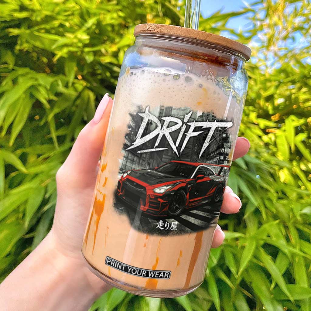 Vintage Japanese Drift Race Car Glass Can Retro Vintage JDM Tokyo Japan Drifting TS10 Black Print Your Wear