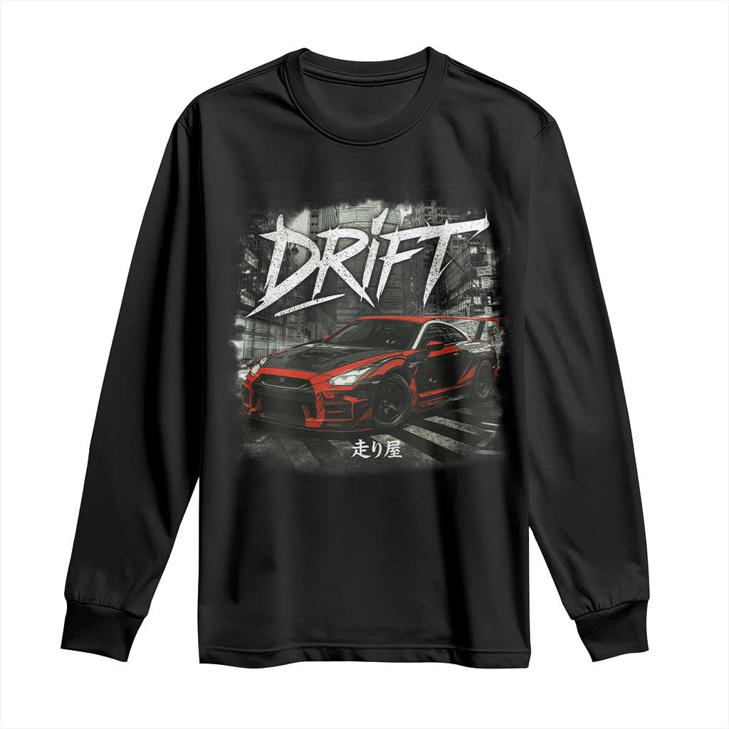 Vintage Japanese Drift Race Car Long Sleeve Shirt Retro Vintage JDM Tokyo Japan Drifting TS10 Black Print Your Wear