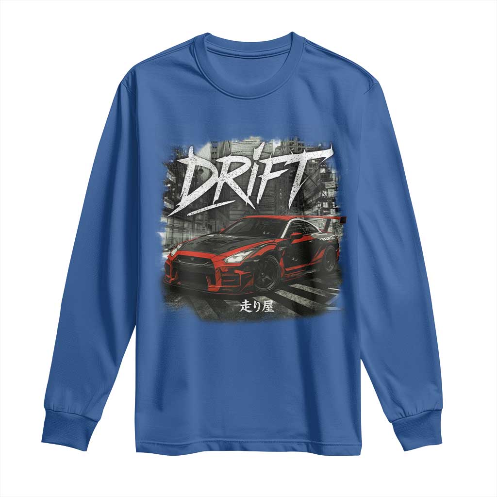Vintage Japanese Drift Race Car Long Sleeve Shirt Retro Vintage JDM Tokyo Japan Drifting TS10 Royal Blue Print Your Wear