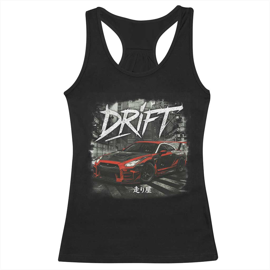 Vintage Japanese Drift Race Car Racerback Tank Top Retro Vintage JDM Tokyo Japan Drifting TS10 Black Print Your Wear