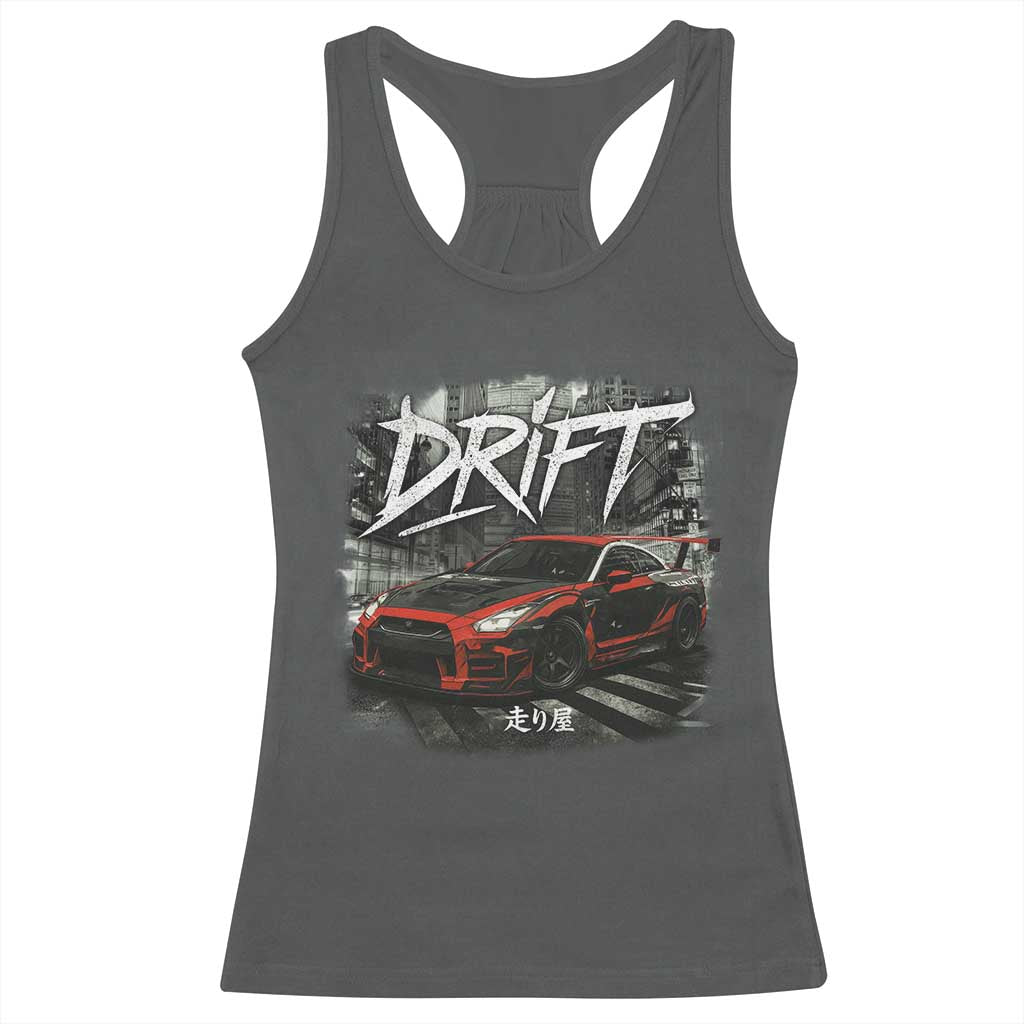 Vintage Japanese Drift Race Car Racerback Tank Top Retro Vintage JDM Tokyo Japan Drifting TS10 Dark Heather Print Your Wear