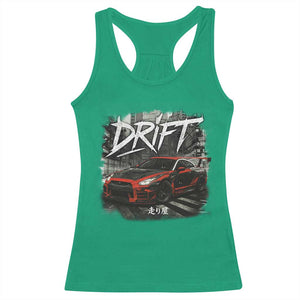 Vintage Japanese Drift Race Car Racerback Tank Top Retro Vintage JDM Tokyo Japan Drifting TS10 Irish Green Print Your Wear