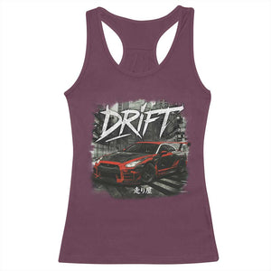 Vintage Japanese Drift Race Car Racerback Tank Top Retro Vintage JDM Tokyo Japan Drifting TS10 Maroon Print Your Wear