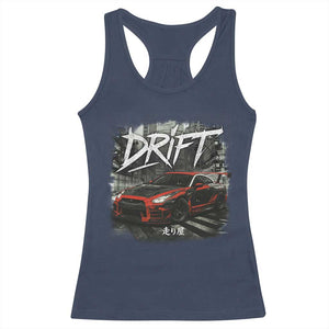 Vintage Japanese Drift Race Car Racerback Tank Top Retro Vintage JDM Tokyo Japan Drifting TS10 Navy Print Your Wear
