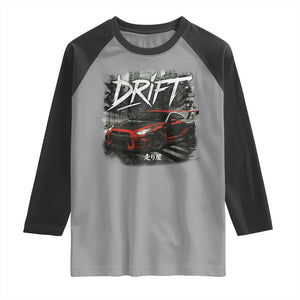 Vintage Japanese Drift Race Car Raglan Shirt Retro Vintage JDM Tokyo Japan Drifting TS10 Sport Gray Black Print Your Wear