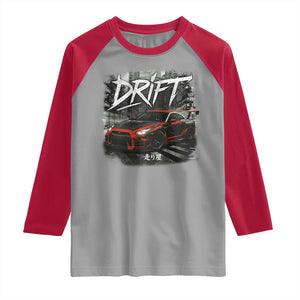 Vintage Japanese Drift Race Car Raglan Shirt Retro Vintage JDM Tokyo Japan Drifting TS10 Sport Gray Red Print Your Wear
