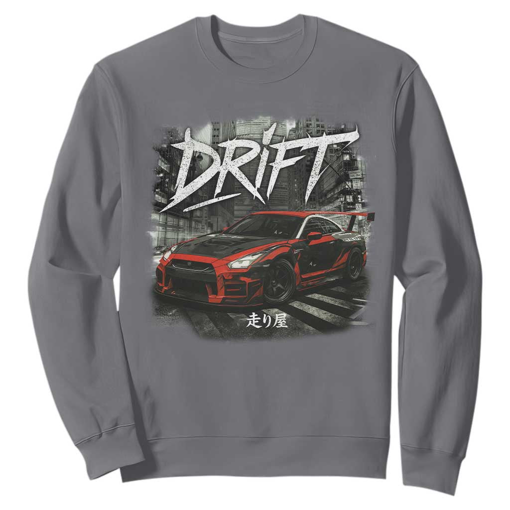 Vintage Japanese Drift Race Car Sweatshirt Retro Vintage JDM Tokyo Japan Drifting TS10 Charcoal Print Your Wear