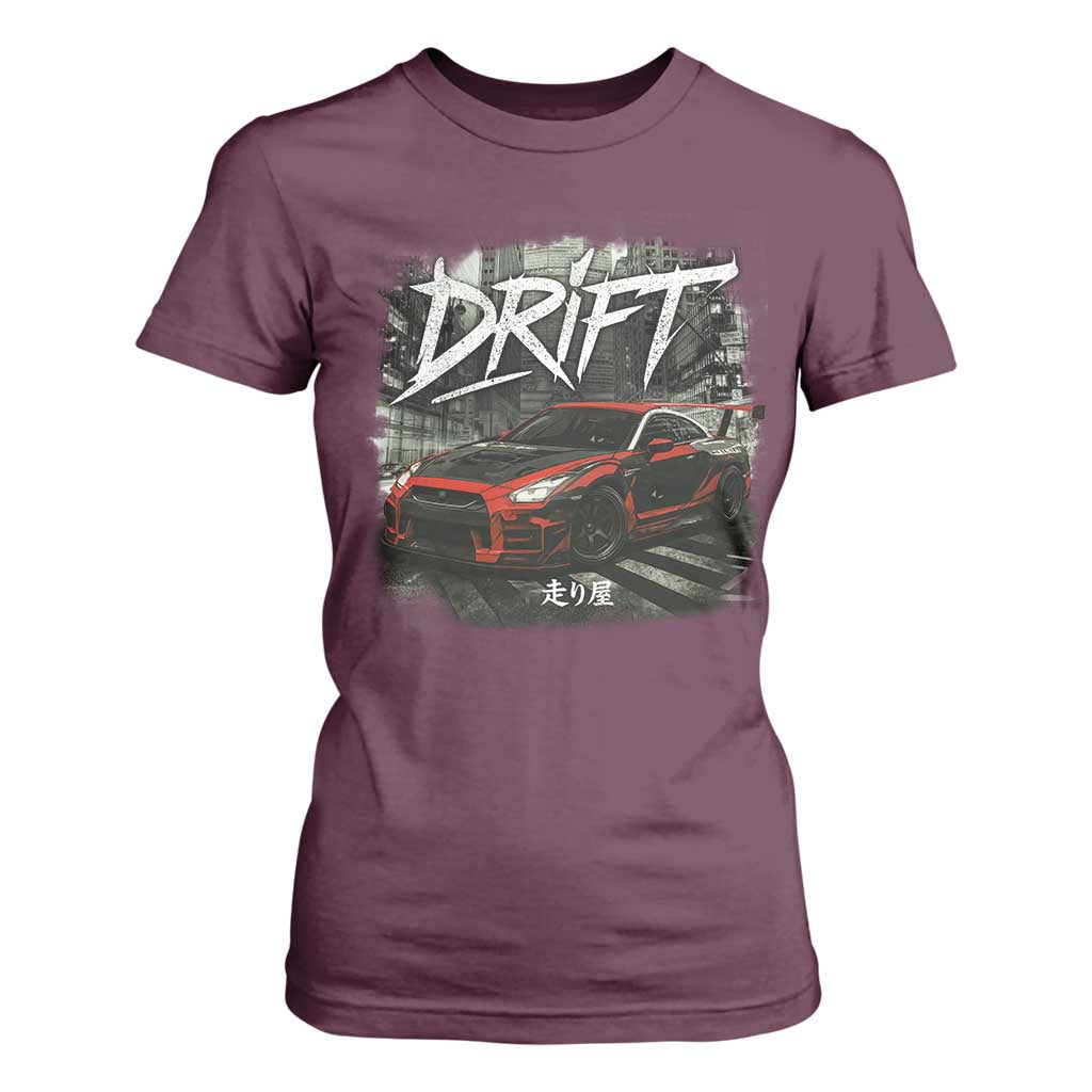 Vintage Japanese Drift Race Car T Shirt For Women Retro Vintage JDM Tokyo Japan Drifting TS10 Maroon Print Your Wear