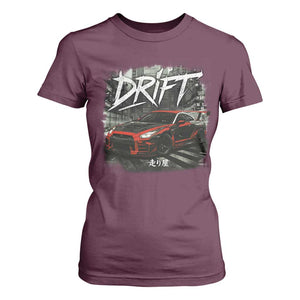 Vintage Japanese Drift Race Car T Shirt For Women Retro Vintage JDM Tokyo Japan Drifting TS10 Maroon Print Your Wear