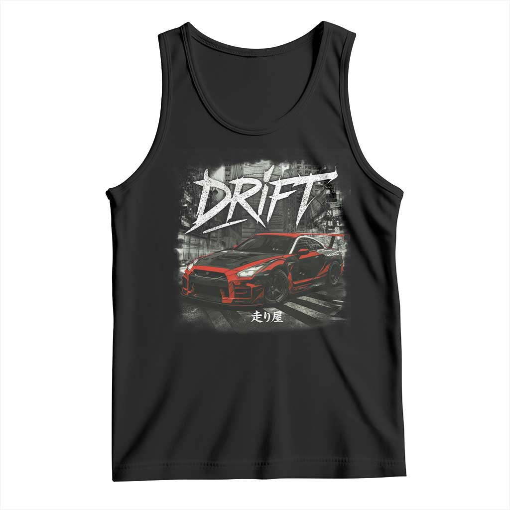Vintage Japanese Drift Race Car Tank Top Retro Vintage JDM Tokyo Japan Drifting TS10 Black Print Your Wear