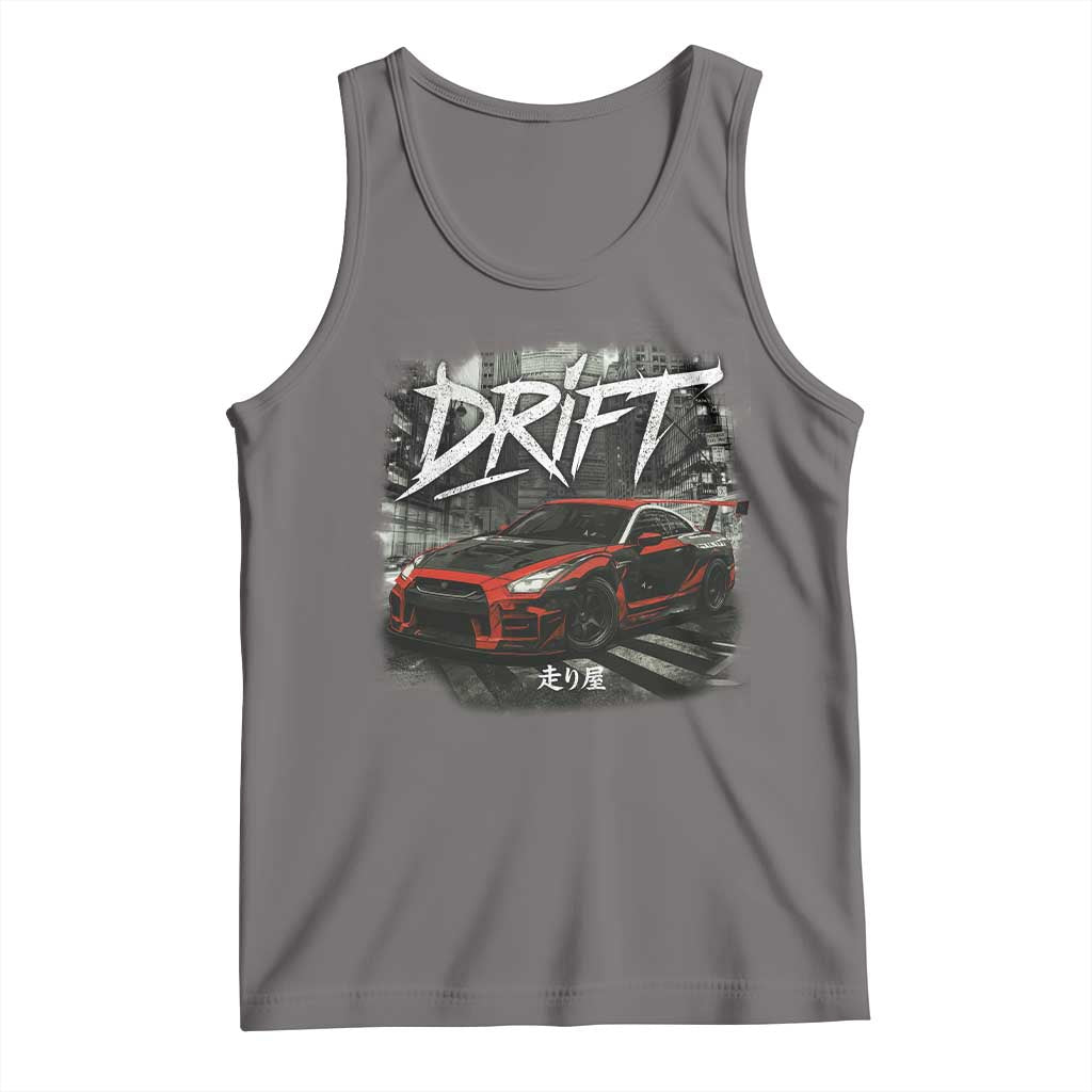 Vintage Japanese Drift Race Car Tank Top Retro Vintage JDM Tokyo Japan Drifting TS10 Deep Heather Print Your Wear