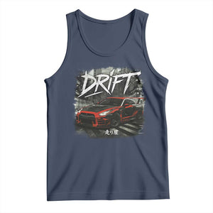 Vintage Japanese Drift Race Car Tank Top Retro Vintage JDM Tokyo Japan Drifting TS10 Navy Print Your Wear