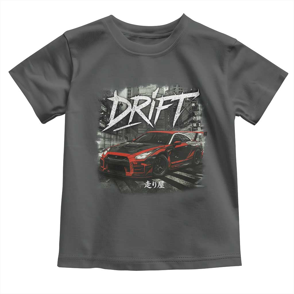 Vintage Japanese Drift Race Car Toddler T Shirt Retro Vintage JDM Tokyo Japan Drifting TS10 Dark Heather Print Your Wear