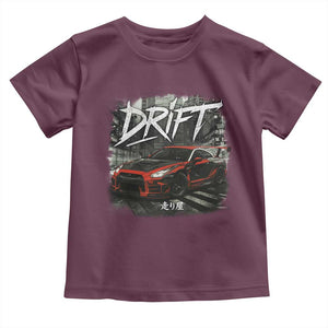 Vintage Japanese Drift Race Car Toddler T Shirt Retro Vintage JDM Tokyo Japan Drifting TS10 Maroon Print Your Wear
